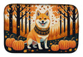 Shiba Inu Fall Dish Drying Mat Absorbent Dish Drying Mat Pad for Kitchen Counter Dish Drainer Mat for Countertop, 14 x 21", Multicolor