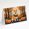Shiba Inu Fall Greeting Cards Pack of 8 Blank Cards with Envelopes Whimsical A7 Size 5x7