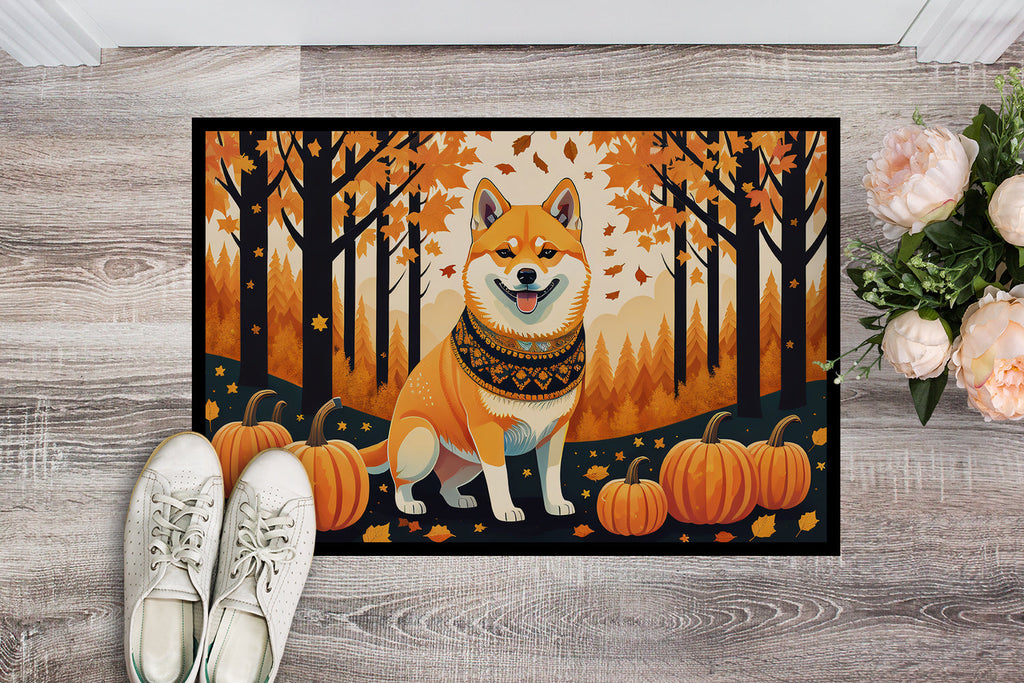 Shiba Inu Fall Doormat Indoor Outdoor 18H X 27W Front Door Mat Rugs for Entryway, Non Slip Washable
