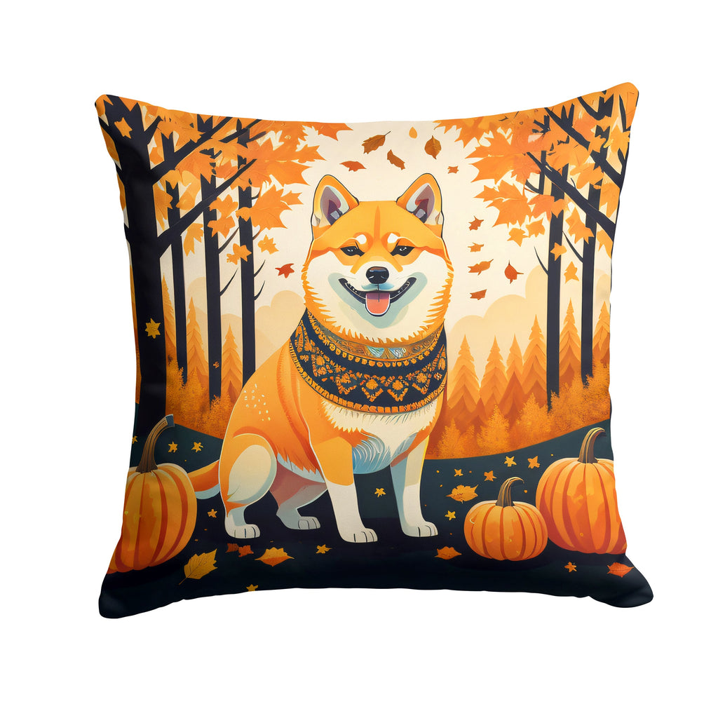 Shiba Inu Fall Decorative Throw Pillow 18x18 Indoor Outdoor Accent Cushion, Fabric Cover with Insert for Sofa, Bed, Porch & Living Room