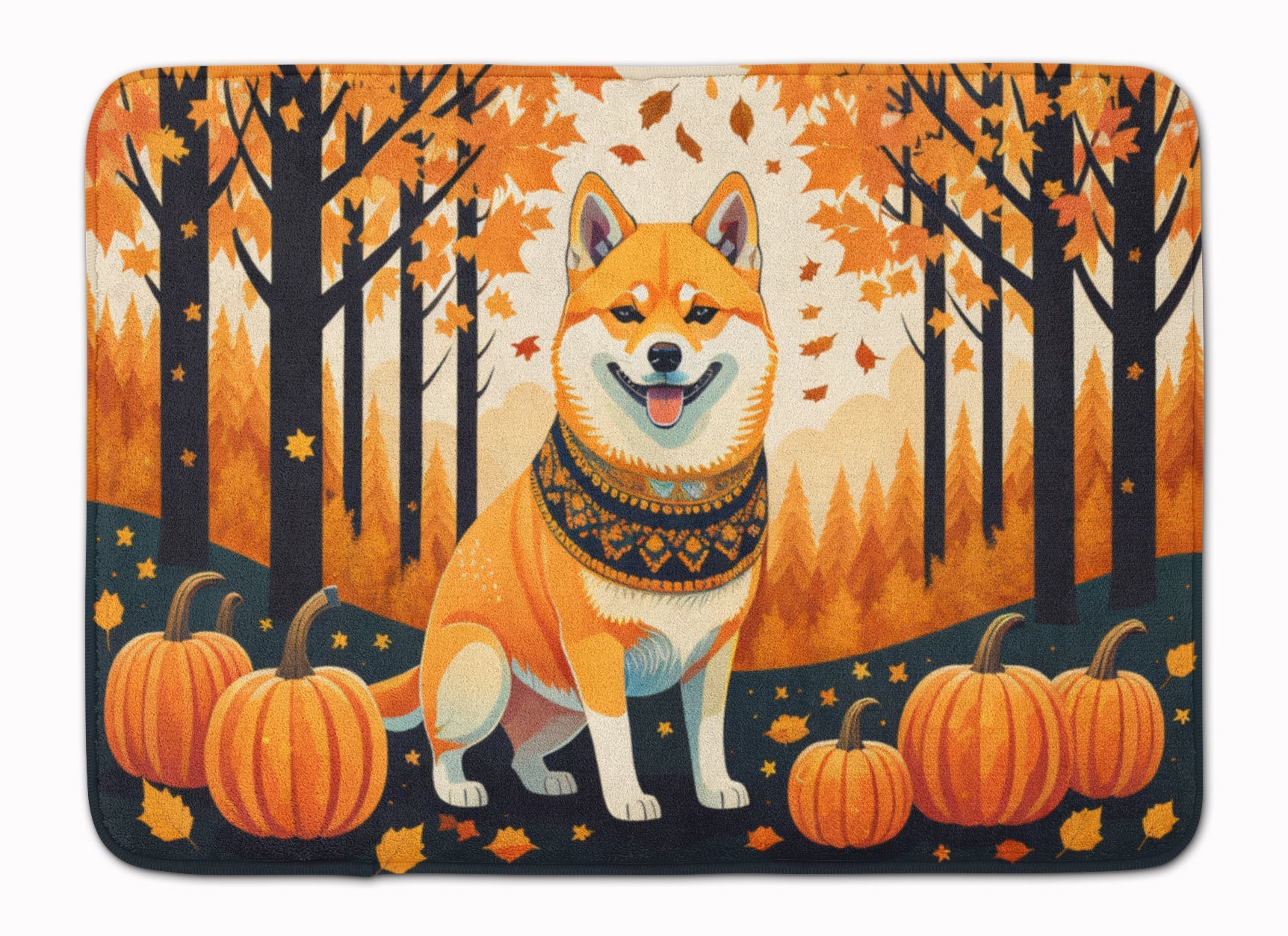 Shiba Inu Fall Memory Foam Kitchen Mat Machine Washable Anti-Fatigue Cushion Comfort Bath or Kitchen Rug