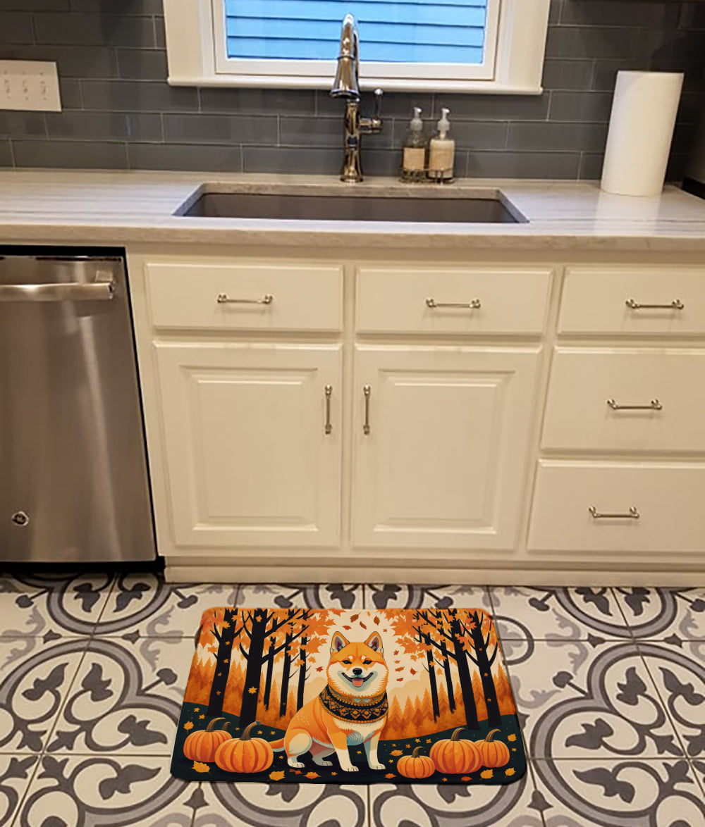 Shiba Inu Fall Memory Foam Kitchen Mat Machine Washable Anti-Fatigue Cushion Comfort Bath or Kitchen Rug