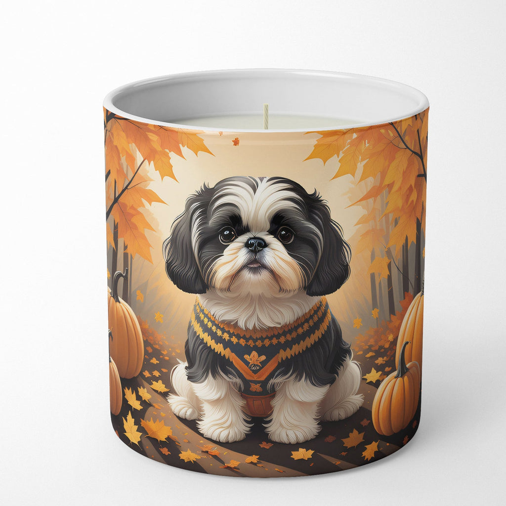 Shih Tzu Fall Decorative Soy Candle Nature Soy Wax Essential Oil Home Decor Ideal for Bedroom Kitchen Bath Office Gift, 10 oz