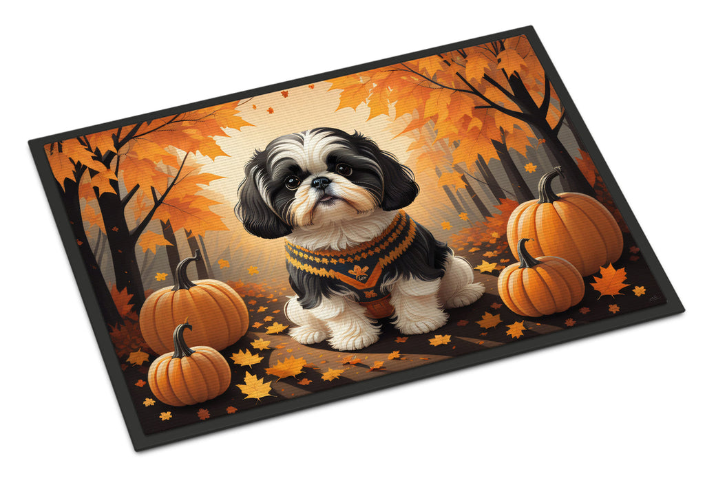 Shih Tzu Fall Doormat Indoor Outdoor 24H X 36W Front Door Mat Rugs for Entryway, Non Slip Washable Low Pile,