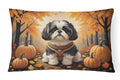 Shih Tzu Fall Decorative Throw Pillow 12x16 Indoor Outdoor Accent Cushion, Fabric Cover with Insert for Sofa, Bed, Porch & Living Room
