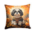Shih Tzu Fall Decorative Throw Pillow 14x14 Indoor Outdoor Accent Cushion, Fabric Cover with Insert for Sofa, Bed, Porch & Living Room