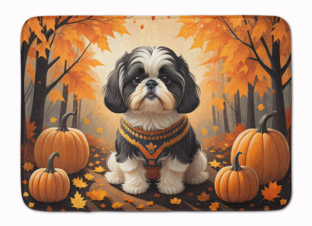 Shih Tzu Fall Memory Foam Kitchen Mat Machine Washable Anti-Fatigue Cushion Comfort Bath or Kitchen Rug