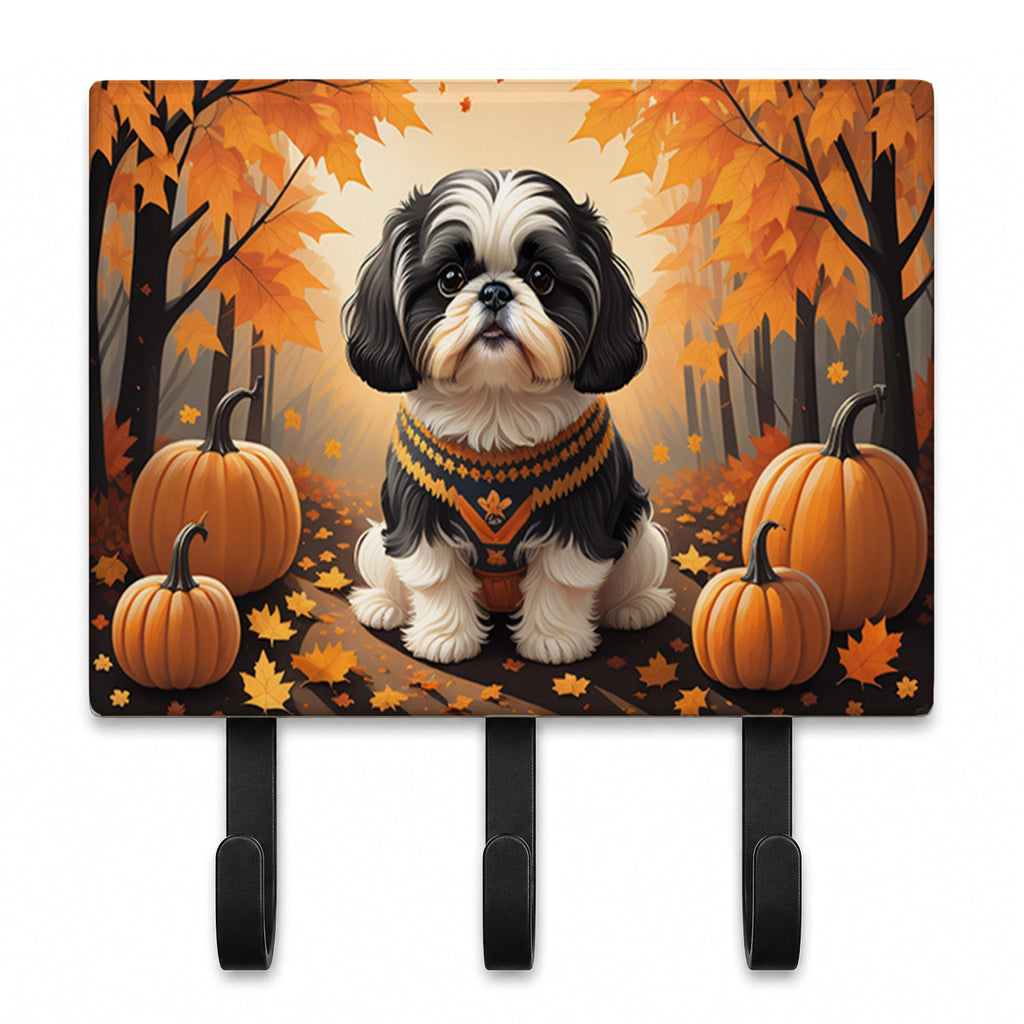 Shih Tzu Fall Leash or Key Holder Wall Hooks, Coat Rack Wall Mount, for Hanging Keys, Towels, Aprons, Leashes