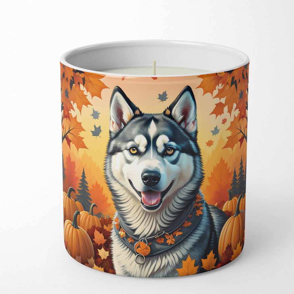 Siberian Husky Fall Decorative Soy Candle Nature Soy Wax Essential Oil Home Decor Ideal for Bedroom Kitchen Bath Office Gift, 10 oz
