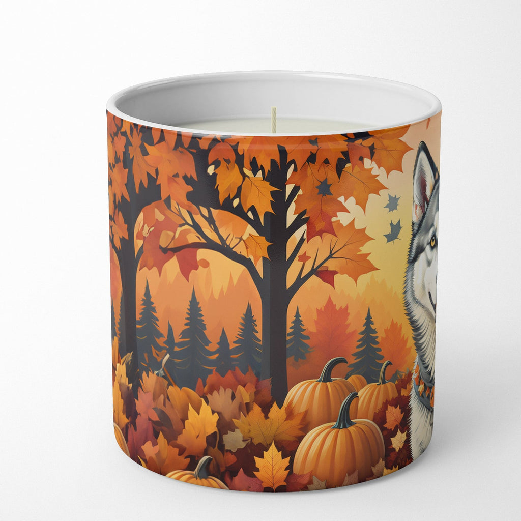 Siberian Husky Fall Decorative Soy Candle Nature Soy Wax Essential Oil Home Decor Ideal for Bedroom Kitchen Bath Office Gift, 10 oz