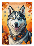 Siberian Husky Fall House Flag 28x40 Porch Sleeve Pole Decorative Outside Yard Banner Artwork Wall Hanging, Polyester