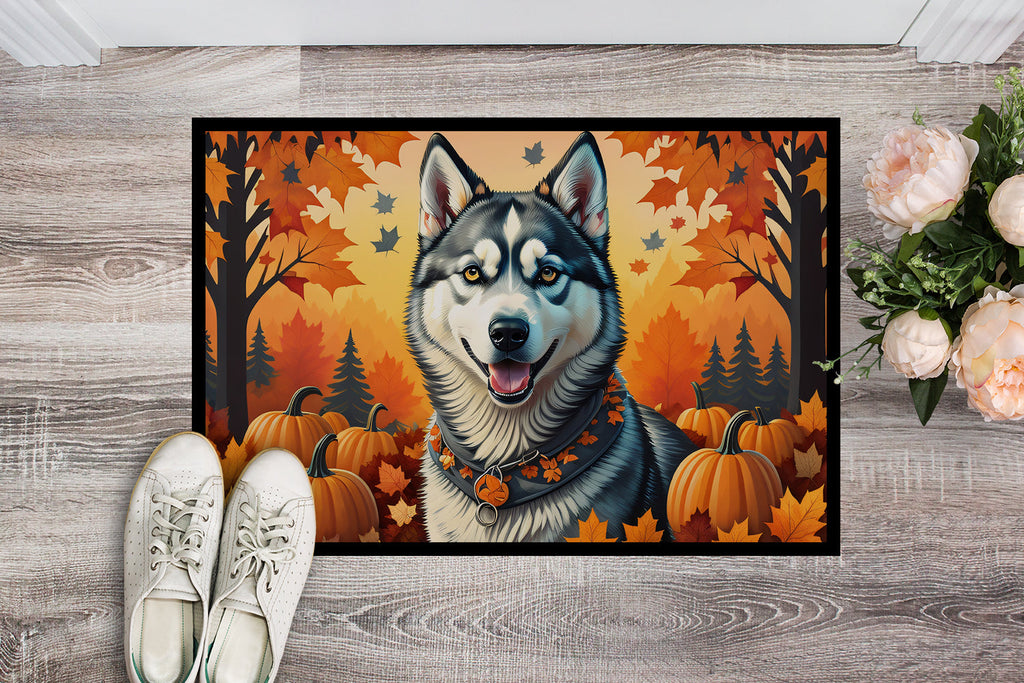 Siberian Husky Fall Doormat Indoor Outdoor 18H X 27W Front Door Mat Rugs for Entryway, Non Slip Washable