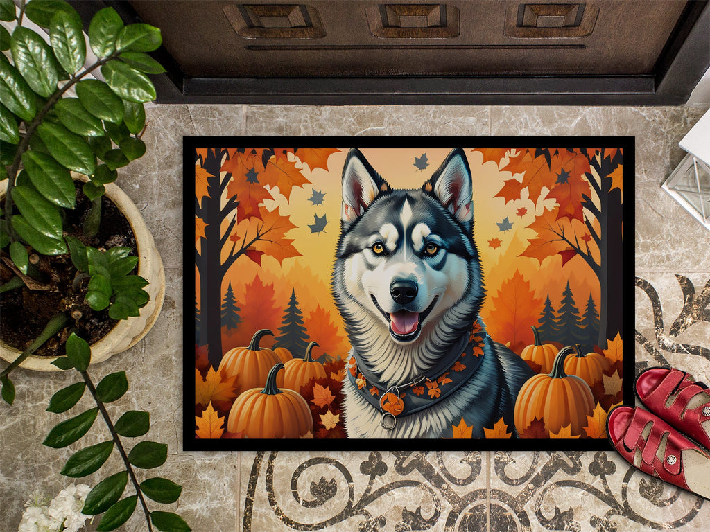 Siberian Husky Fall Doormat Indoor Outdoor 18H X 27W Front Door Mat Rugs for Entryway, Non Slip Washable