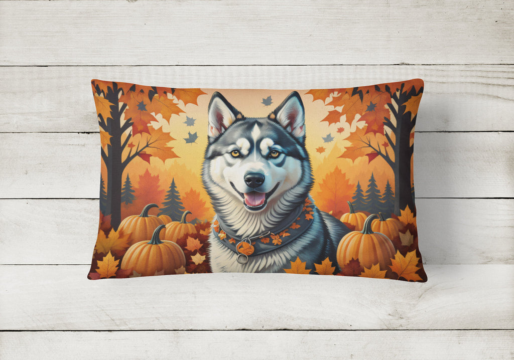 Siberian Husky Fall Decorative Throw Pillow 12x16 Indoor Outdoor Accent Cushion, Fabric Cover with Insert for Sofa, Bed, Porch & Living Room