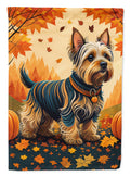 Silky Terrier Fall House Flag 28x40 Porch Sleeve Pole Decorative Outside Yard Banner Artwork Wall Hanging, Polyester