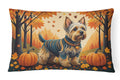 Silky Terrier Fall Decorative Throw Pillow 12x16 Indoor Outdoor Accent Cushion, Fabric Cover with Insert for Sofa, Bed, Porch & Living Room