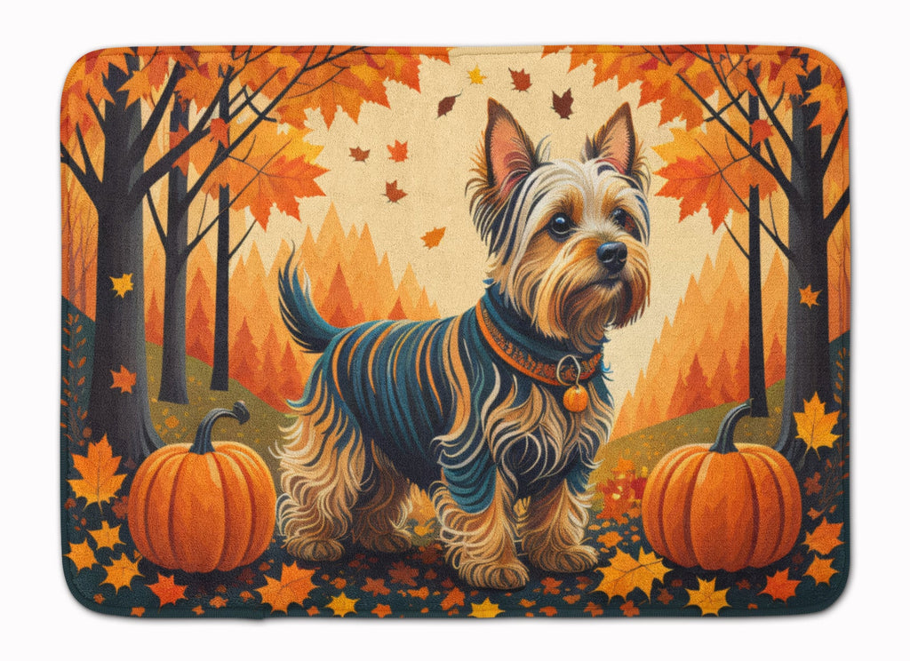 Silky Terrier Fall Memory Foam Kitchen Mat Machine Washable Anti-Fatigue Cushion Comfort Bath or Kitchen Rug