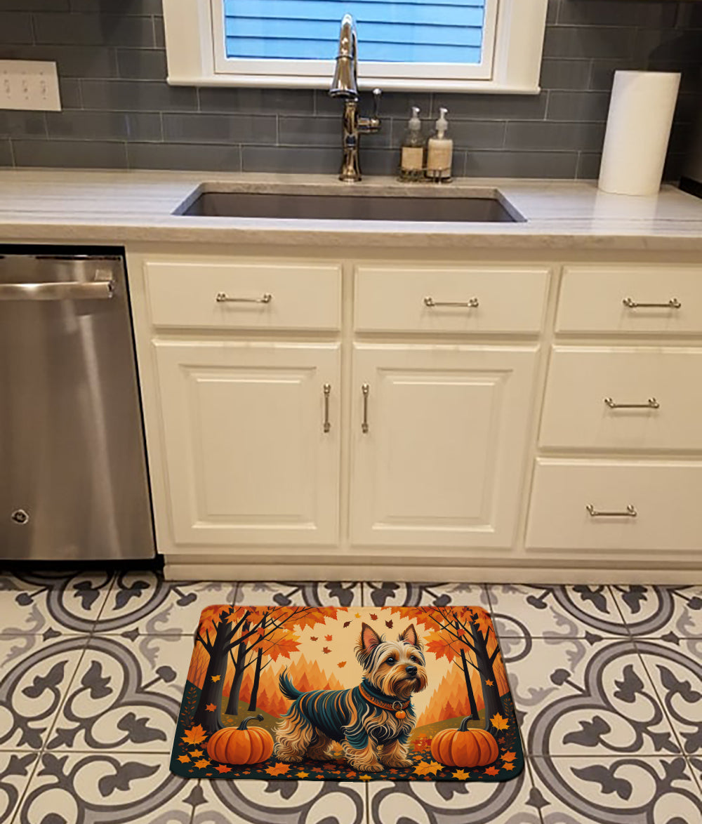 Silky Terrier Fall Memory Foam Kitchen Mat Machine Washable Anti-Fatigue Cushion Comfort Bath or Kitchen Rug