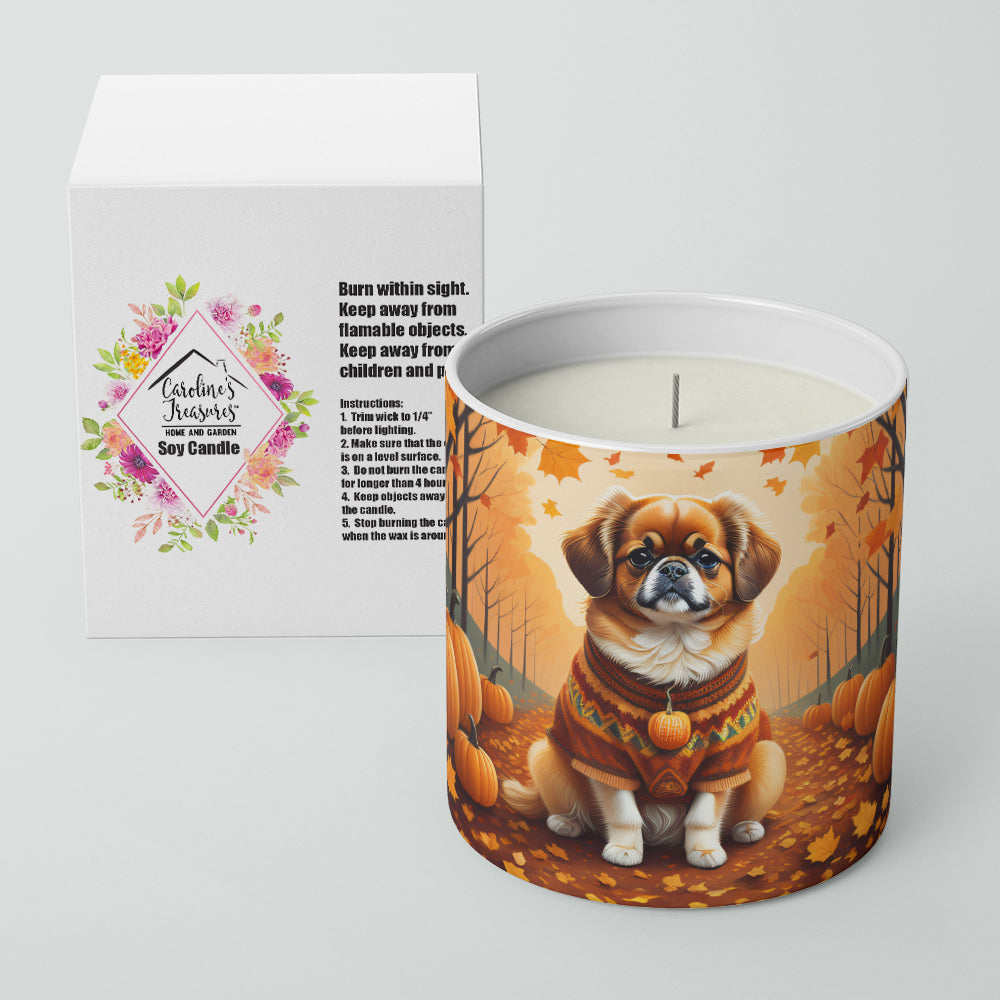 Tibetan Spaniel Fall Decorative Soy Candle Nature Soy Wax Essential Oil Home Decor Ideal for Bedroom Kitchen Bath Office Gift, 10 oz