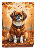Tibetan Spaniel Fall House Flag 28x40 Porch Sleeve Pole Decorative Outside Yard Banner Artwork Wall Hanging, Polyester