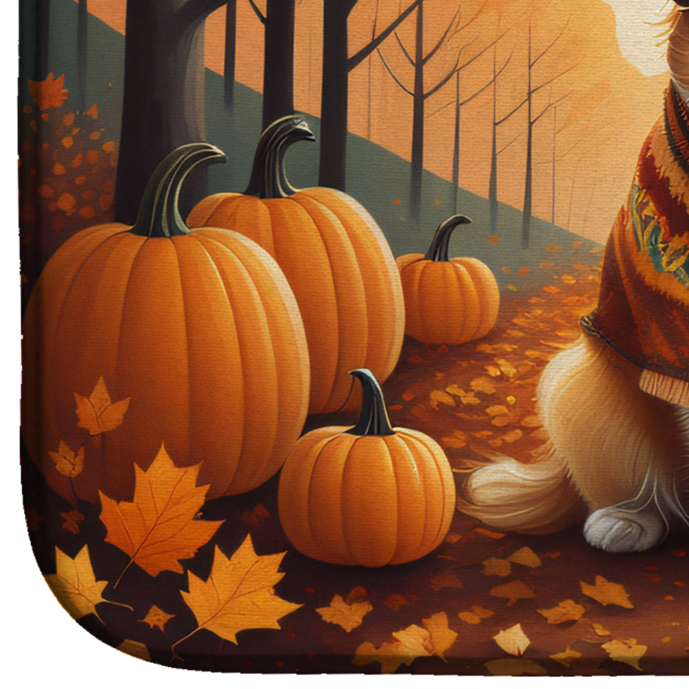 Tibetan Spaniel Fall Dish Drying Mat Absorbent Dish Drying Mat Pad for Kitchen Counter Dish Drainer Mat for Countertop, 14 x 21", Multicolor