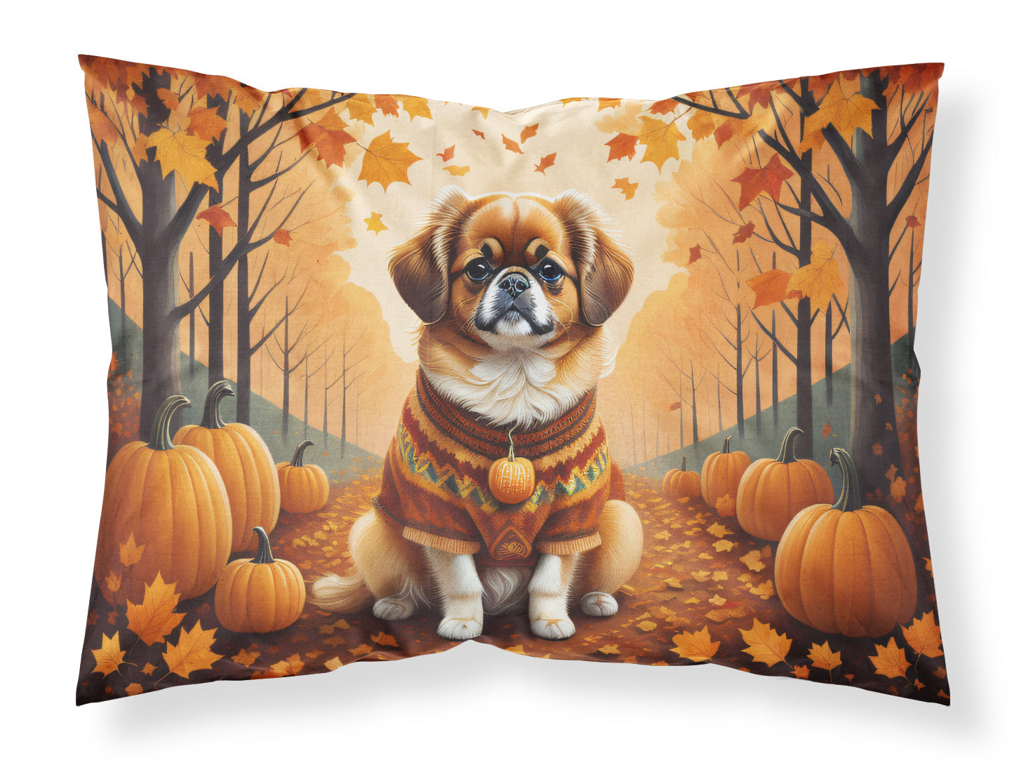 Tibetan Spaniel Fall Standard Pillowcase Lightweight Super Soft Easy Care Decorative Artwork Pillowcase, Standard