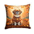 Tibetan Spaniel Fall Decorative Throw Pillow 18x18 Indoor Outdoor Accent Cushion, Fabric Cover with Insert for Sofa, Bed, Porch & Living Room
