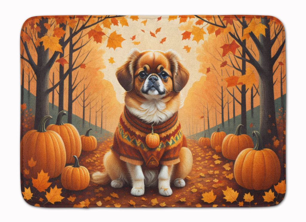 Tibetan Spaniel Fall Memory Foam Kitchen Mat Machine Washable Anti-Fatigue Cushion Comfort Bath or Kitchen Rug