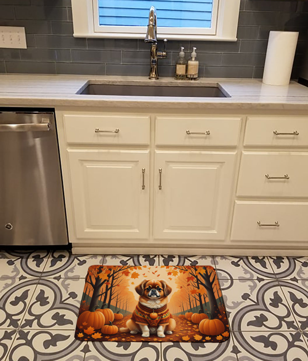Tibetan Spaniel Fall Memory Foam Kitchen Mat Machine Washable Anti-Fatigue Cushion Comfort Bath or Kitchen Rug