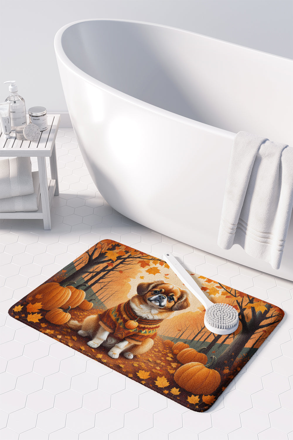 Tibetan Spaniel Fall Memory Foam Kitchen Mat Machine Washable Anti-Fatigue Cushion Comfort Bath or Kitchen Rug