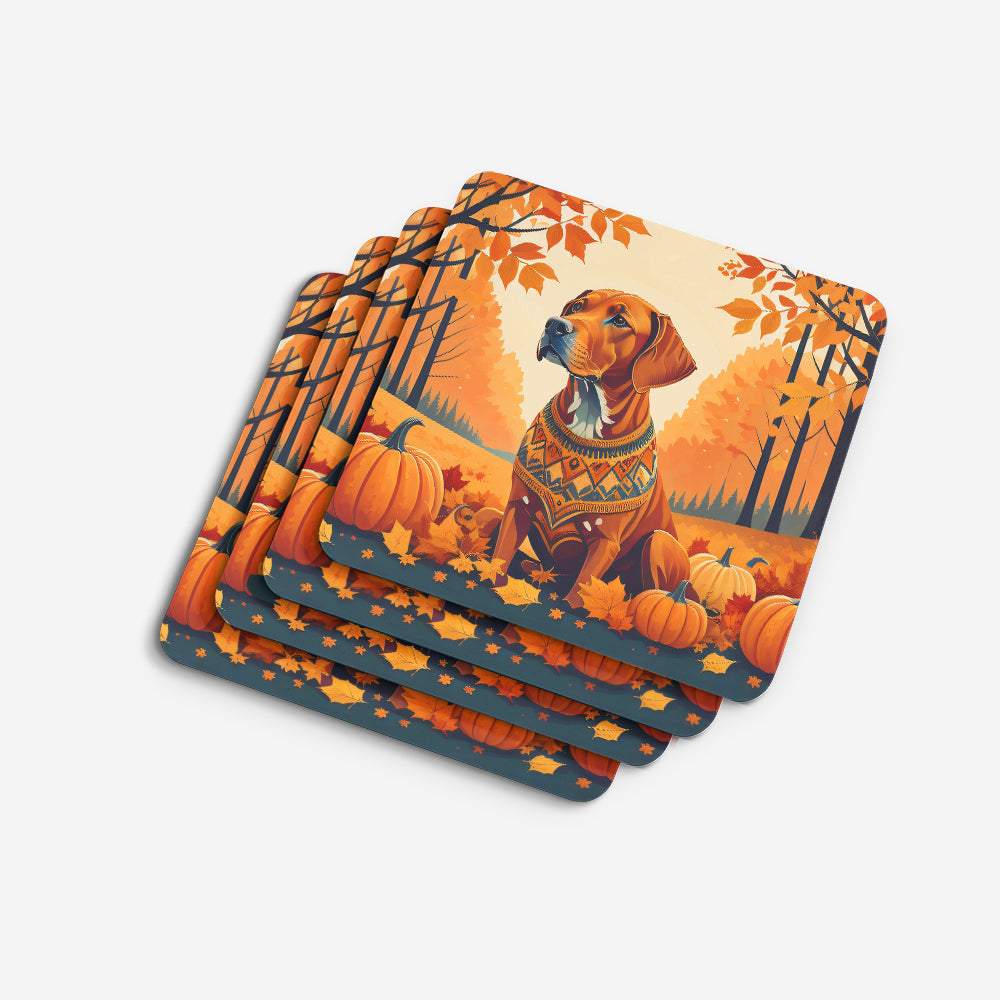 Vizsla Fall Foam Coasters Set of 4 Cup Coasters for Indoor Outdoor, Tabletop Protection, Anti Slip, Mouse pad Material