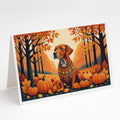 Vizsla Fall Greeting Cards Pack of 8 Blank Cards with Envelopes Whimsical A7 Size 5x7