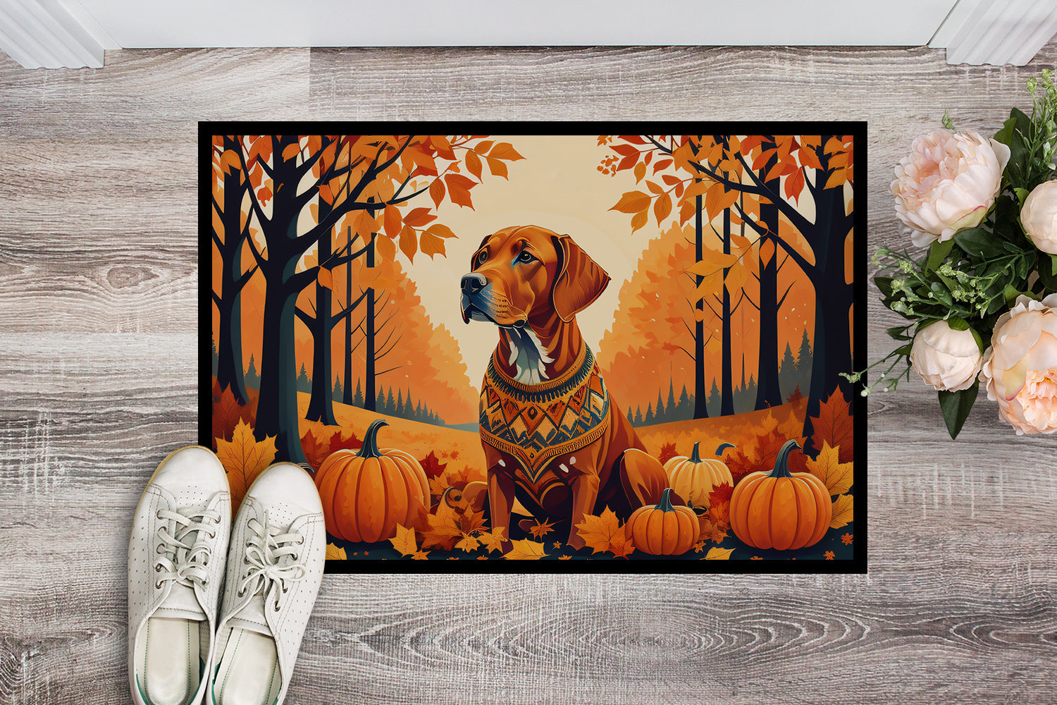 Vizsla Fall Doormat Indoor Outdoor 24H X 36W Front Door Mat Rugs for Entryway, Non Slip Washable Low Pile,