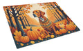 Vizsla Fall Cutting Board Tempered Glass Kitchen Cutting Surface, Heat Resistant Chopping, Non-Slip Feet, Food Prep & Serving
