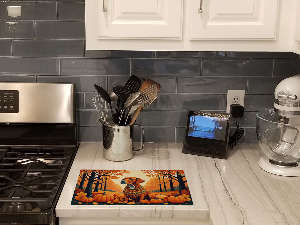 Vizsla Fall Cutting Board Tempered Glass Kitchen Cutting Surface, Heat Resistant Chopping, Non-Slip Feet, Food Prep & Serving