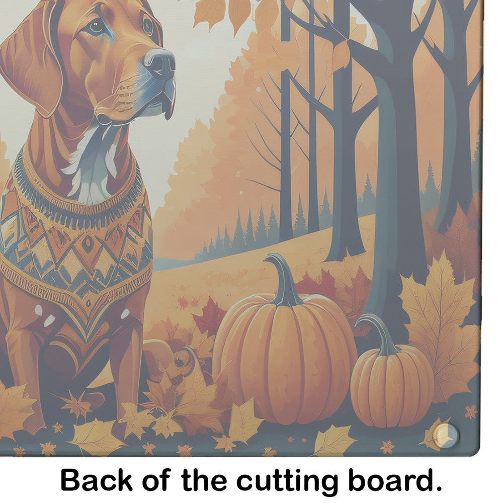Vizsla Fall Cutting Board Tempered Glass Kitchen Cutting Surface, Heat Resistant Chopping, Non-Slip Feet, Food Prep & Serving
