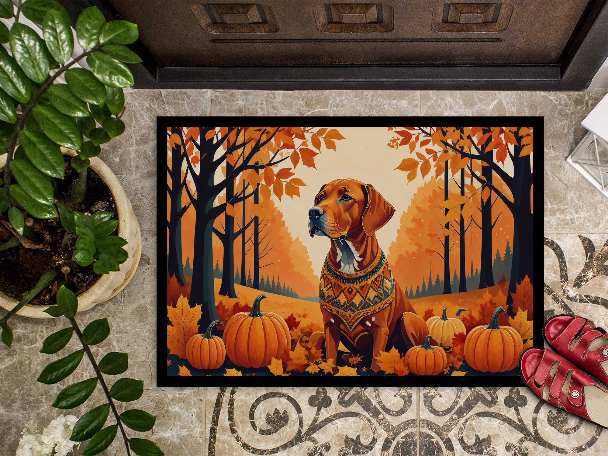 Vizsla Fall Doormat Indoor Outdoor 18H X 27W Front Door Mat Rugs for Entryway, Non Slip Washable
