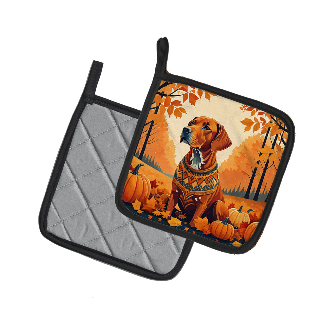 Vizsla Fall Pot Holder Set of 2 Heat Resistant Quilted Hot Pads 7.5 x 7.5 Inch, Insulated Kitchen Trivets for Cooking & Baking