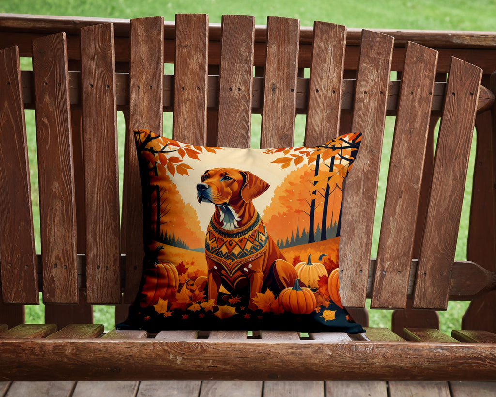 Vizsla Fall Decorative Throw Pillow 14x14 Indoor Outdoor Accent Cushion, Fabric Cover with Insert for Sofa, Bed, Porch & Living Room