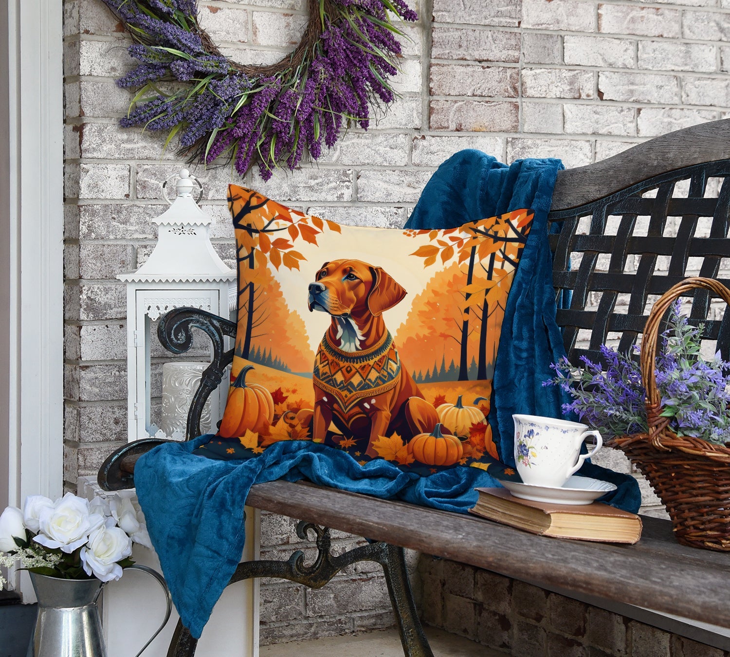 Vizsla Fall Decorative Throw Pillow 18x18 Indoor Outdoor Accent Cushion, Fabric Cover with Insert for Sofa, Bed, Porch & Living Room