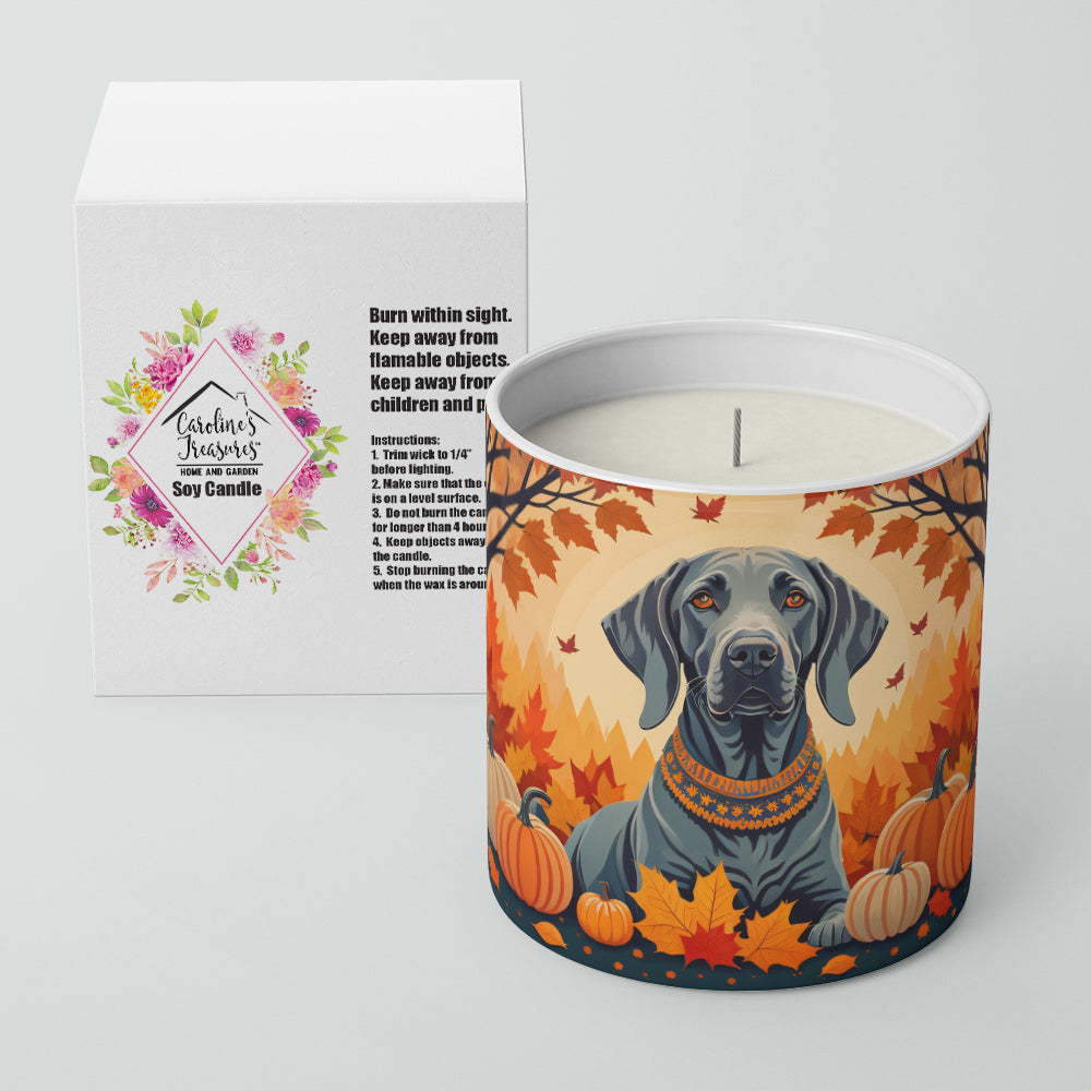 Weimaraner Fall Decorative Soy Candle Nature Soy Wax Essential Oil Home Decor Ideal for Bedroom Kitchen Bath Office Gift, 10 oz