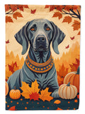 Weimaraner Fall House Flag 28x40 Porch Sleeve Pole Decorative Outside Yard Banner Artwork Wall Hanging, Polyester