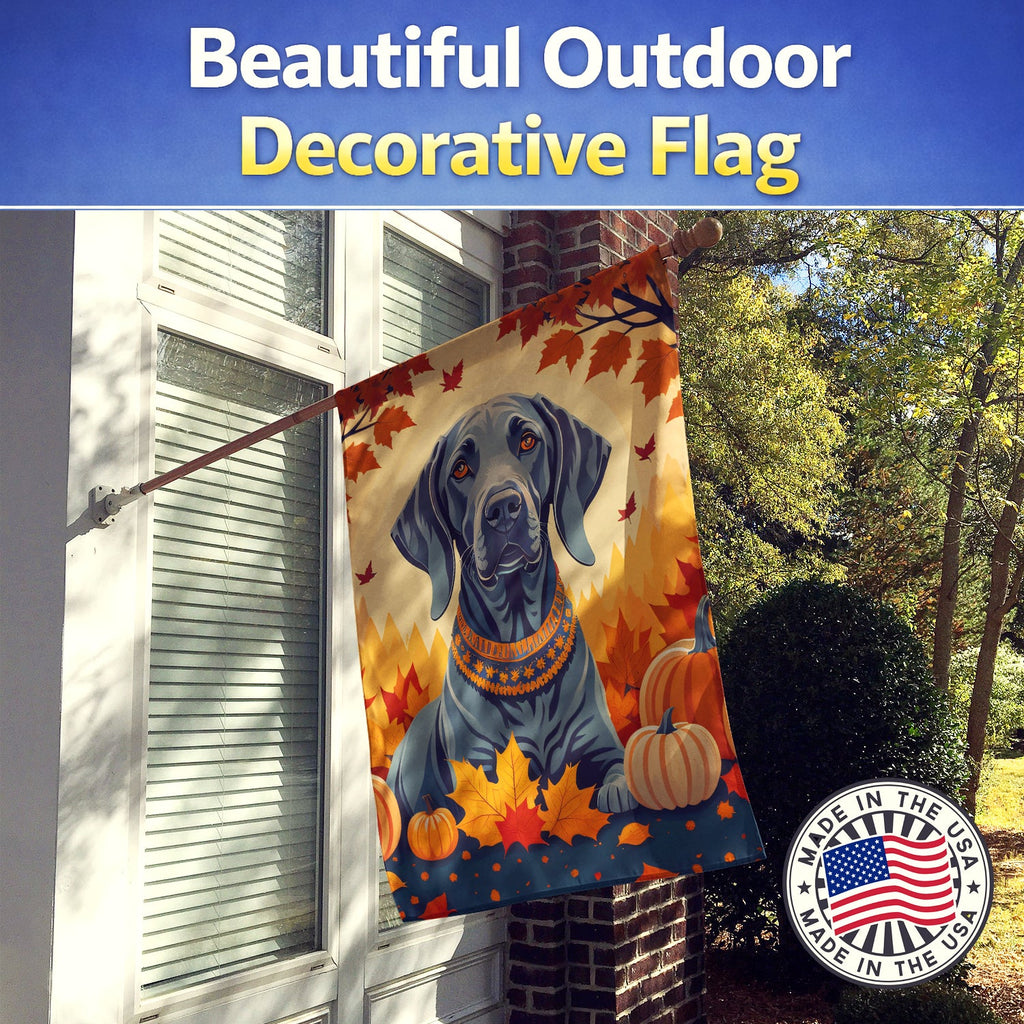 Weimaraner Fall House Flag 28x40 Porch Sleeve Pole Decorative Outside Yard Banner Artwork Wall Hanging, Polyester