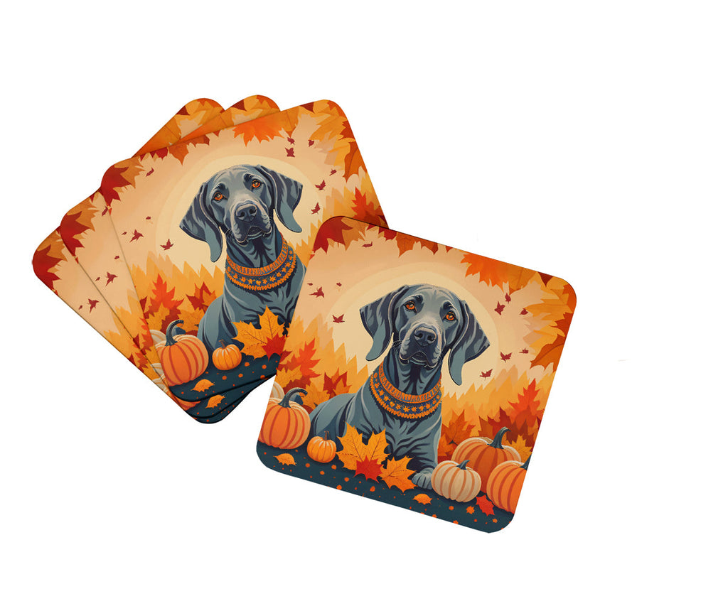 Weimaraner Fall Foam Coasters Set of 4 Cup Coasters for Indoor Outdoor, Tabletop Protection, Anti Slip, Mouse pad Material