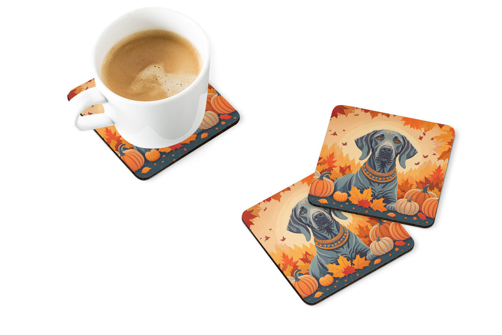 Weimaraner Fall Foam Coasters Set of 4 Cup Coasters for Indoor Outdoor, Tabletop Protection, Anti Slip, Mouse pad Material