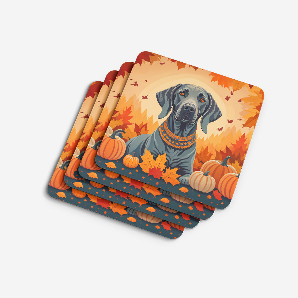 Weimaraner Fall Foam Coasters Set of 4 Cup Coasters for Indoor Outdoor, Tabletop Protection, Anti Slip, Mouse pad Material