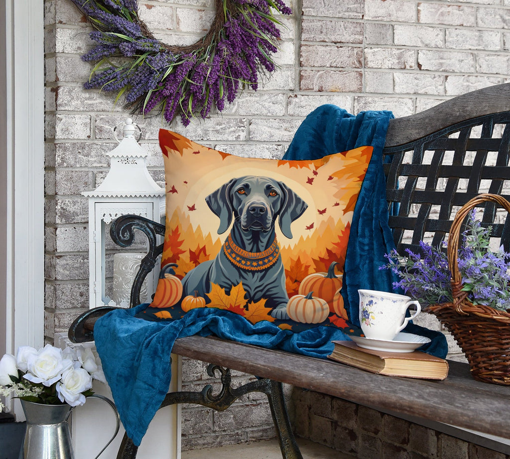 Weimaraner Fall Decorative Throw Pillow 18x18 Indoor Outdoor Accent Cushion, Fabric Cover with Insert for Sofa, Bed, Porch & Living Room