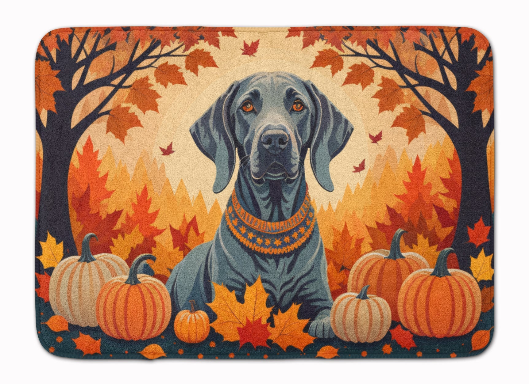 Weimaraner Fall Memory Foam Kitchen Mat Machine Washable Anti-Fatigue Cushion Comfort Bath or Kitchen Rug