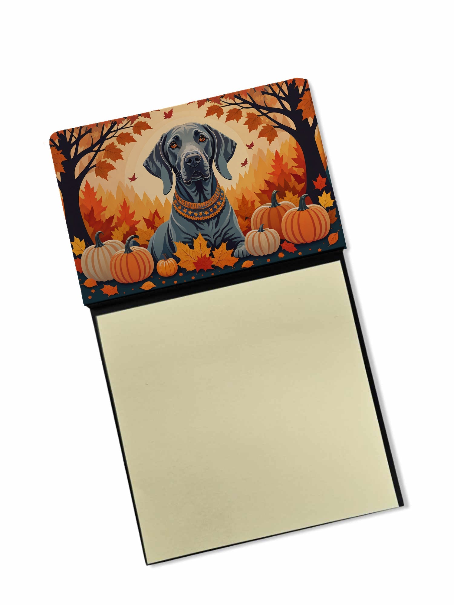 Weimaraner Fall Watercolor Sticky Note Holder Refillable Dispenser Desk Accessory 3x3 Pad Gift