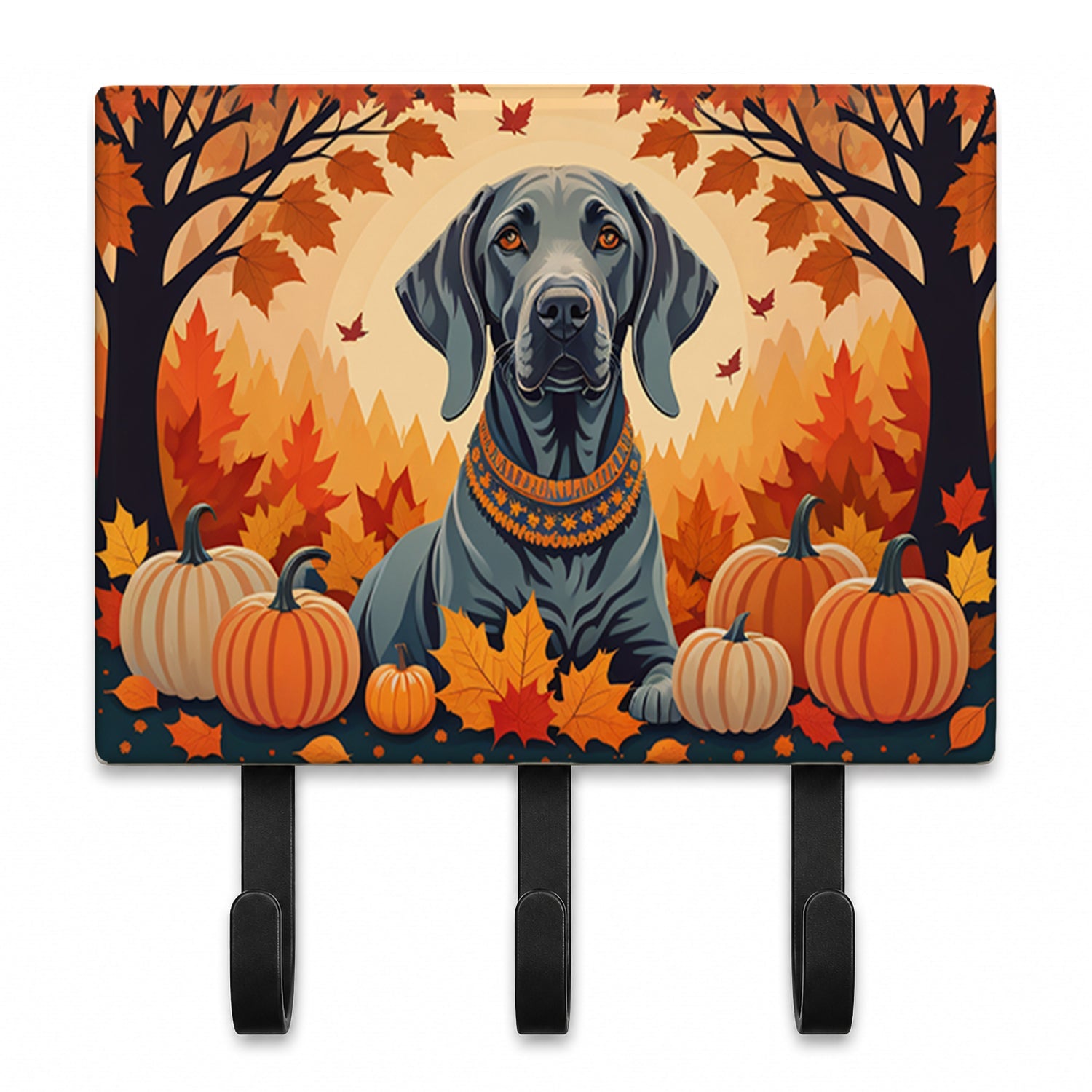Weimaraner Fall Leash or Key Holder Wall Hooks, Coat Rack Wall Mount, for Hanging Keys, Towels, Aprons, Leashes